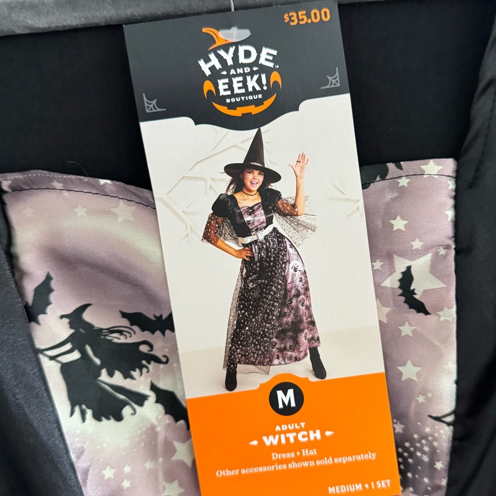 Hyde and EEK Adult Witch Halloween Costume Dress Sz Medium with Hat